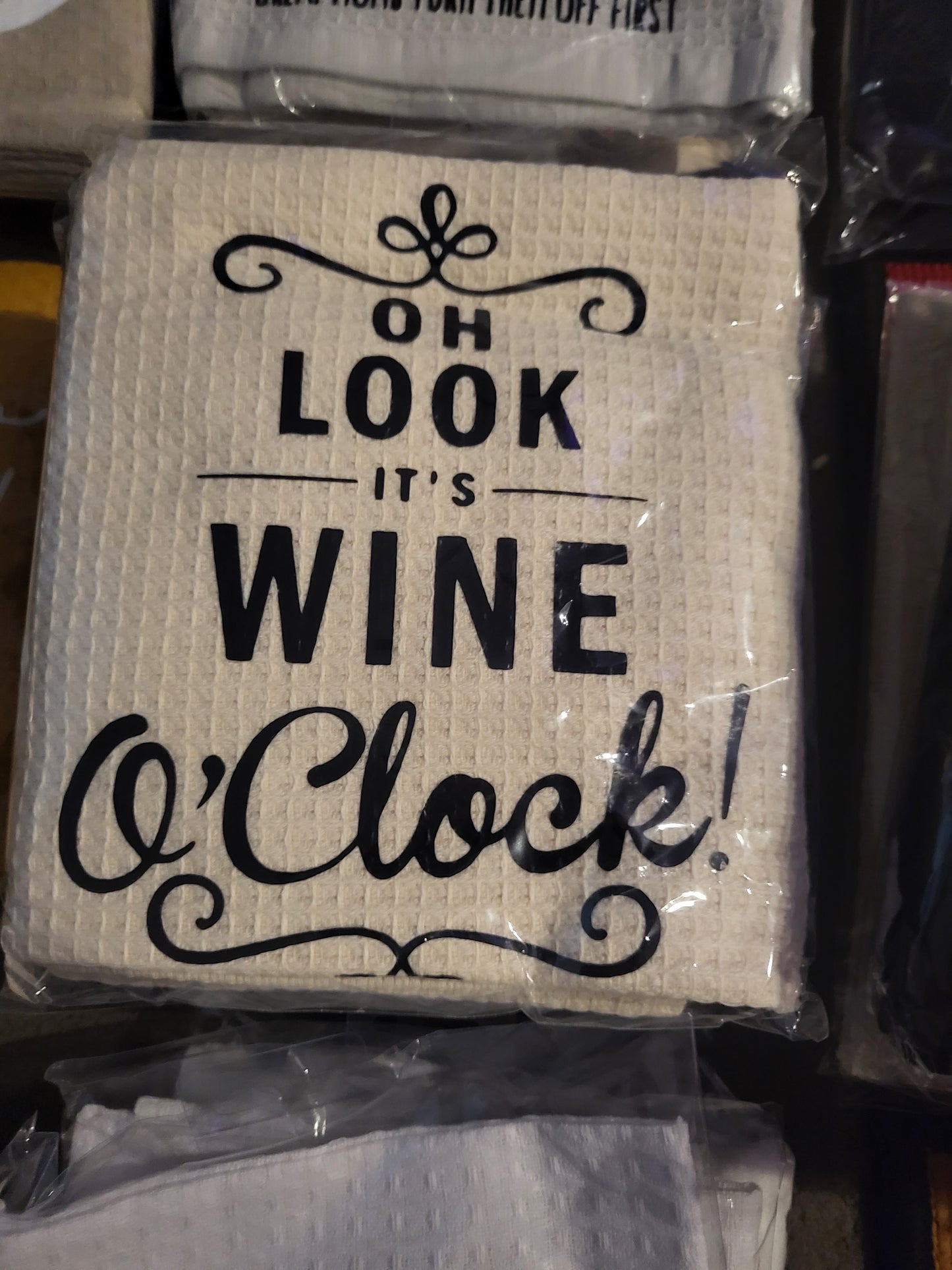 WINE oCLOCK tea towel