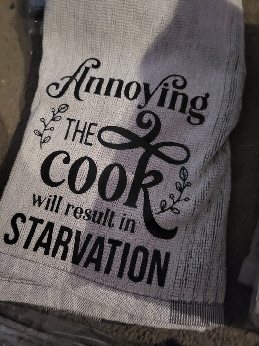 ANNOYING THE COOK tea towel